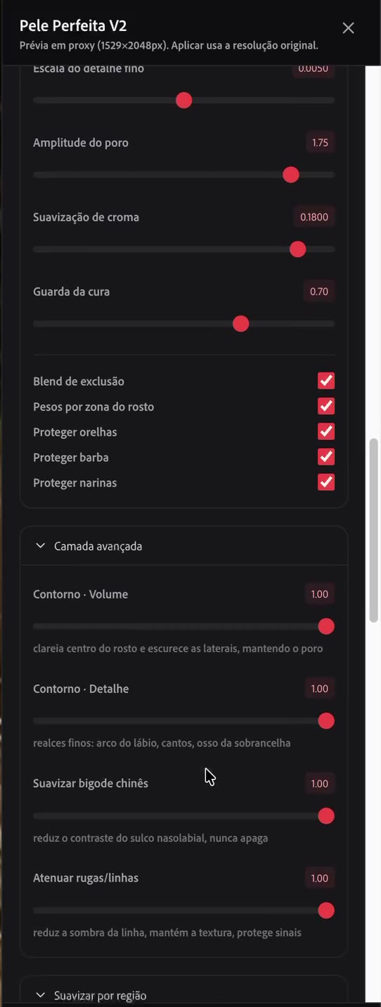 Bloco Avançado com as caixas de proteção marcadas e o início da Camada avançada
